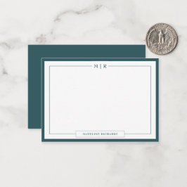 Tarjeta Pequeña Classic Monogram Smoke Green Border Stationery