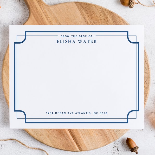 Tarjeta Pequeña Classic Navy Blue Frame Stationery (Subido por el creador)