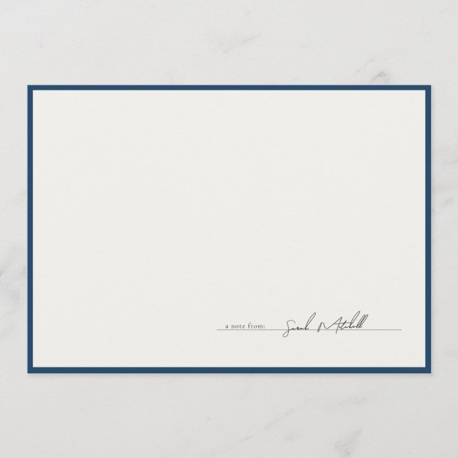 Tarjeta Pequeña Classic Navy Border Personalized Script (Anverso)