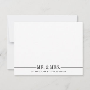 Tarjeta Pequeña Classic Simple Mr. y Mrs. Formal Couple Stationery