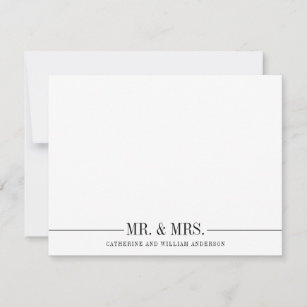 Tarjeta Pequeña Classic Simple Mr. y Mrs. Formal Couple Stationery