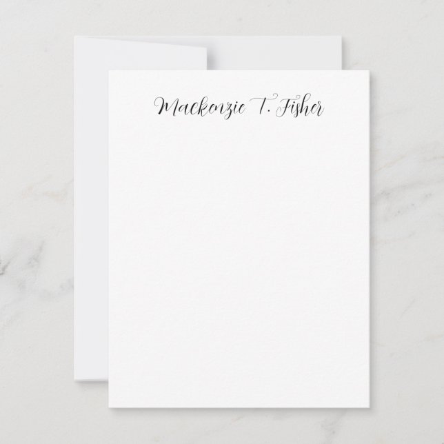 Tarjeta Pequeña Classical Calligraphy Elegant Plain Black & White (Anverso)