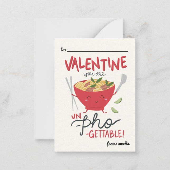 Tarjeta Pequeña Classroom Valentine Card- Un-Pho-Gettable- White (Anverso)