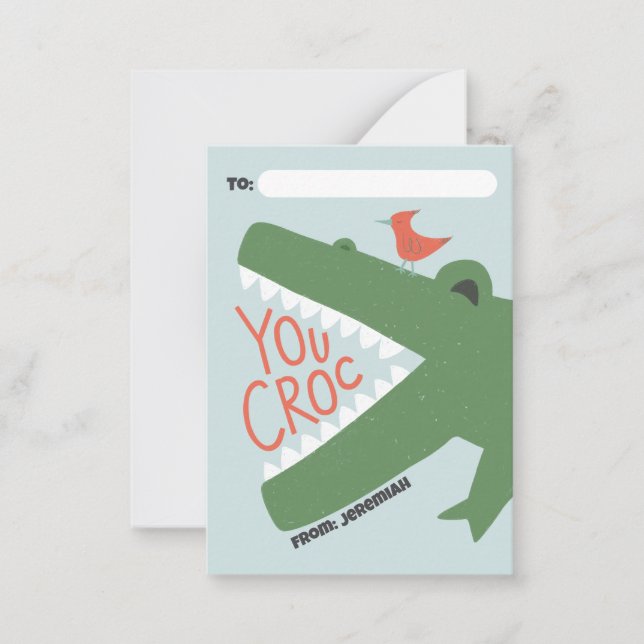Tarjeta Pequeña Classroom Valentine Card- You Croc (Anverso)