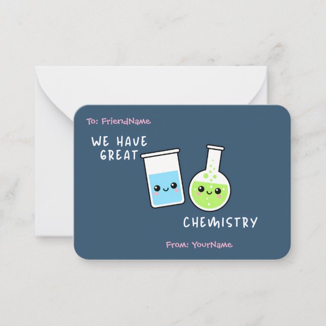 Tarjeta Pequeña Classroom Valentines Card We Have Great Chemistry (Anverso)