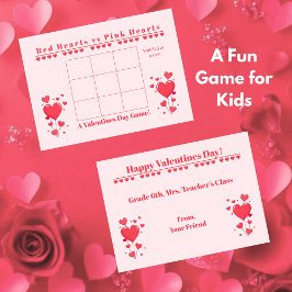 Tarjeta Pequeña Classroom Valentine's Day Card Game-3 in a Row