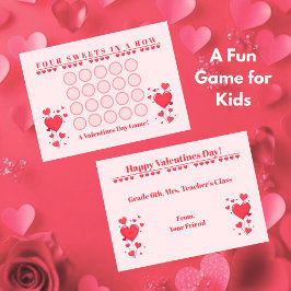 Tarjeta Pequeña Classroom Valentine's Day Card Game-Four in a Row