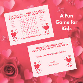 Tarjeta Pequeña Classroom Valentine's Day Card Game-Word Search