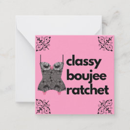 Tarjeta Pequeña Classy Boujee Ratchet | Lingerie rosa y negra