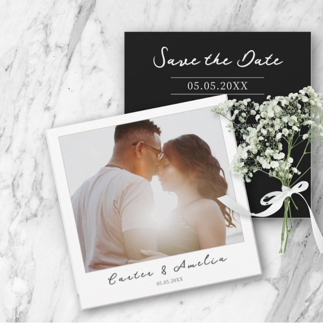Tarjeta Pequeña Classy Film Photo - Save the Date Wedding Invite (Classy square film photo style save the date  wedding invitation)