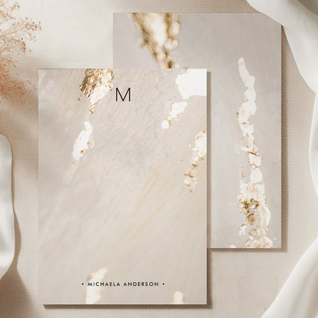 Tarjeta Pequeña Classy Modern Gold Foil Monogram & Name Stationery (Subido por el creador)