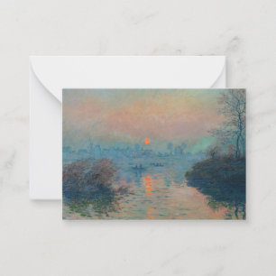 Tarjeta Pequeña Claude Monet - Atardecer en el Sena en Lavacourt