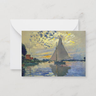 Tarjeta Pequeña Claude Monet - Barco de vela en Le Petit-Gennevill
