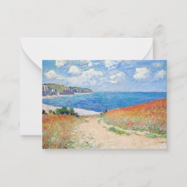 Tarjeta Pequeña Claude Monet - Camino en campos de trigo en Pourvi (Anverso)