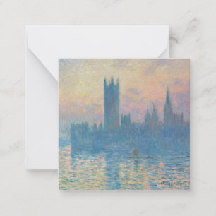 Tarjeta Pequeña Claude Monet Casas del Parlamento Puesta de sol