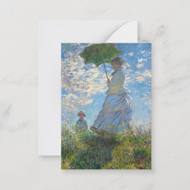 Tarjeta Pequeña Claude Monet - El paseo, mujer con sombrilla (Anverso)