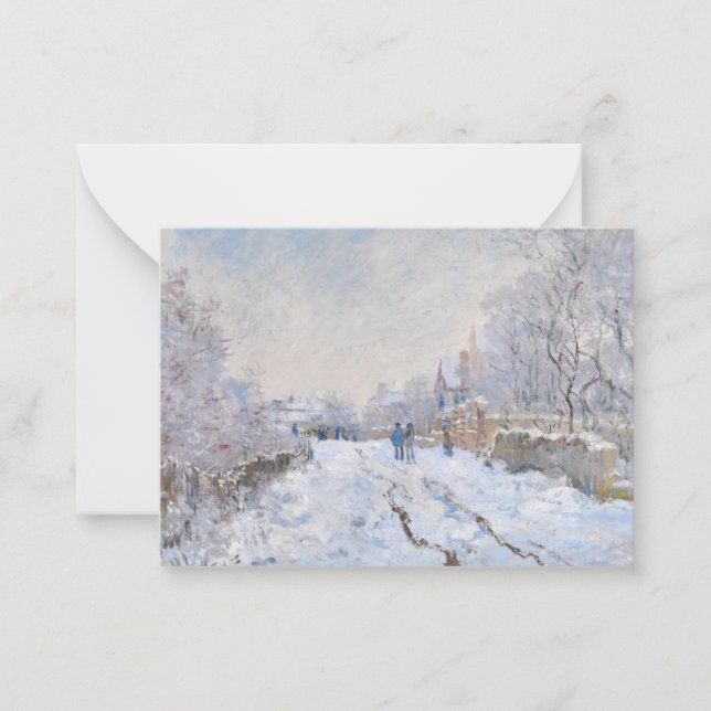 Tarjeta Pequeña Claude Monet - Escena de nieve en Argentina (Anverso)