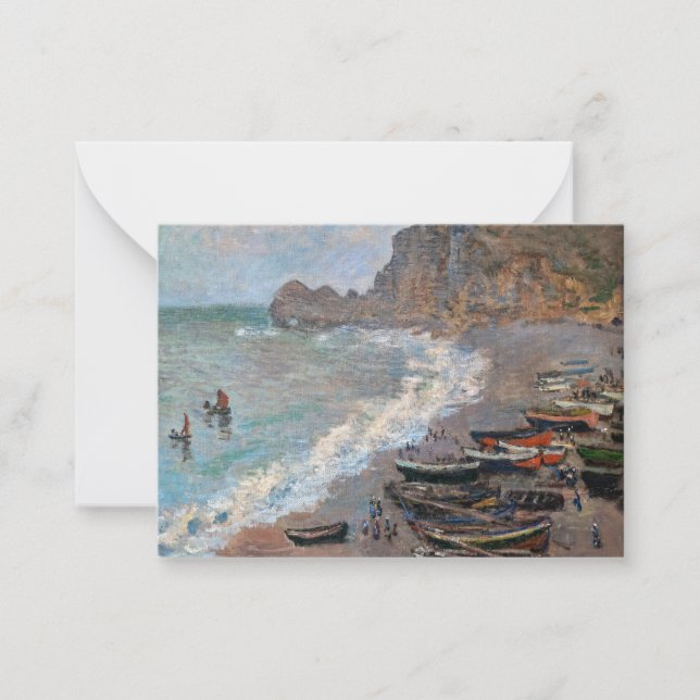 Tarjeta Pequeña Claude Monet - La playa de Etretat (Anverso)