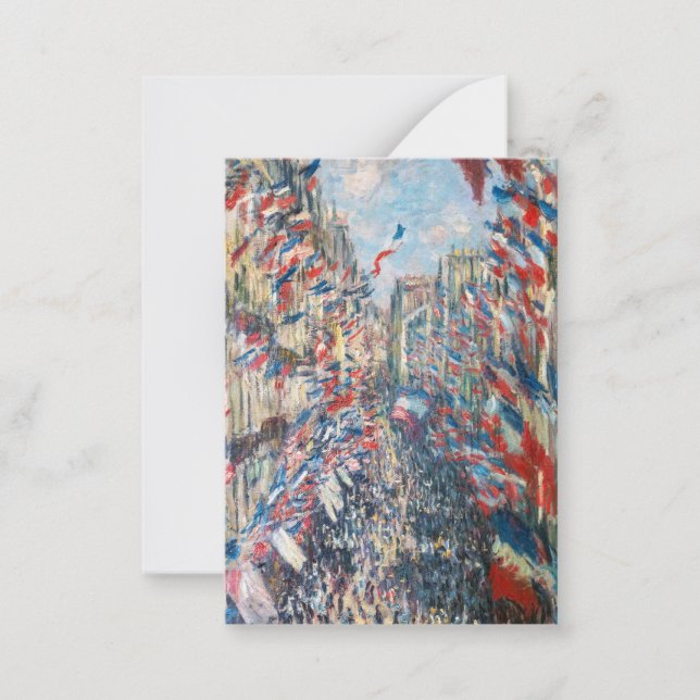 Tarjeta Pequeña Claude Monet - La Rue Montorgueil - París (Anverso)