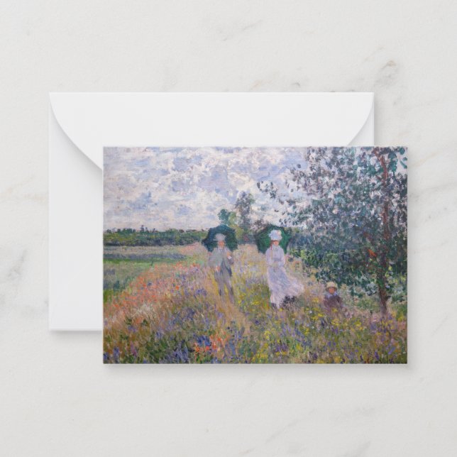 Tarjeta Pequeña Claude Monet - Paseo cerca de Argentina (Anverso)