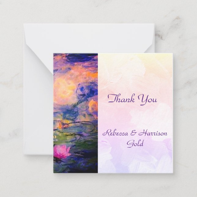 Tarjeta Pequeña Claude Monet Water lilies Wedding Thank You Card (Anverso)