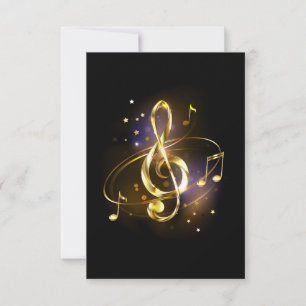 Tarjeta Pequeña Clef de sol de música dorada