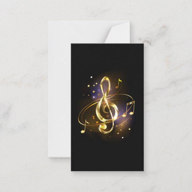Tarjeta Pequeña Clef Musical de Triple Dorado (Anverso)