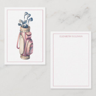 Tarjeta Pequeña Clubes de golf de color rosa de época personalizad
