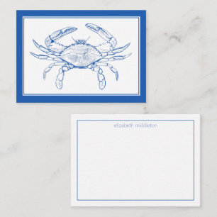 Tarjeta Pequeña Coastal Beach Ocean Blue Crab Personalizado