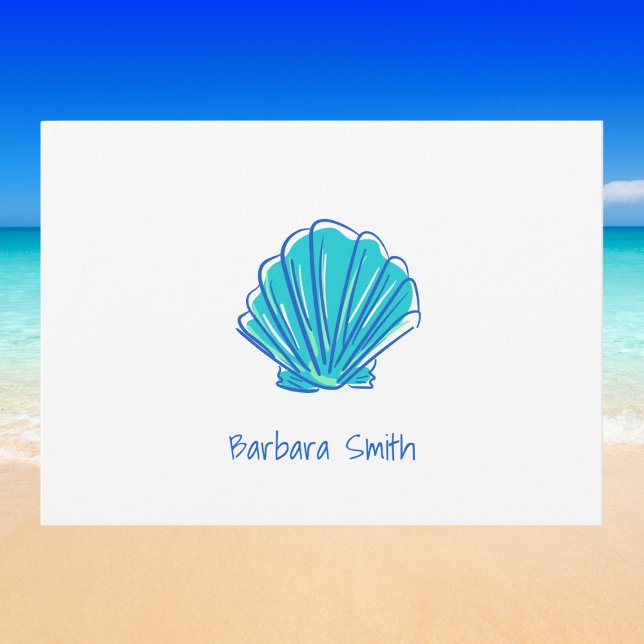 Tarjeta Pequeña Coastal Beach Shell Blue Gracias Personalizado (Subido por el creador)