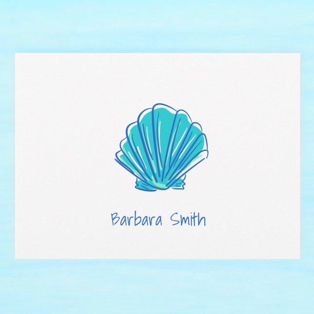 Tarjeta Pequeña Coastal Beach Shell Blue Gracias Personalizado (Subido por el creador)