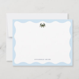 Tarjeta Pequeña Coastal Blue Crab Personalized Stationery
