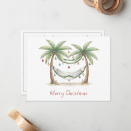 Tarjeta Pequeña Coastal Christmas Palm Trees With Hammock