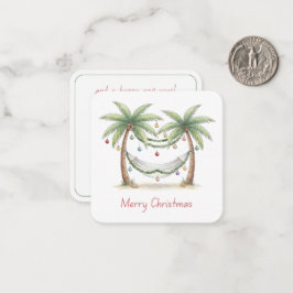 Tarjeta Pequeña Coastal Christmas Palm Trees With Hammock