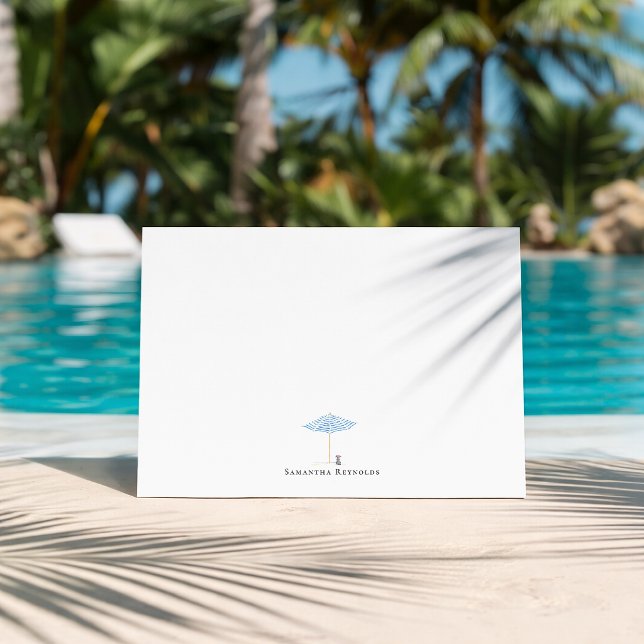 Tarjeta Pequeña Coastal Umbrella Dog Minimal Monogram (Subido por el creador)
