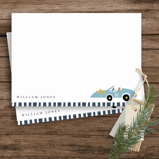 Tarjeta Pequeña Coche de Carreras Azul Elegante Lindo Cumpleaños p (Subido por el creador)