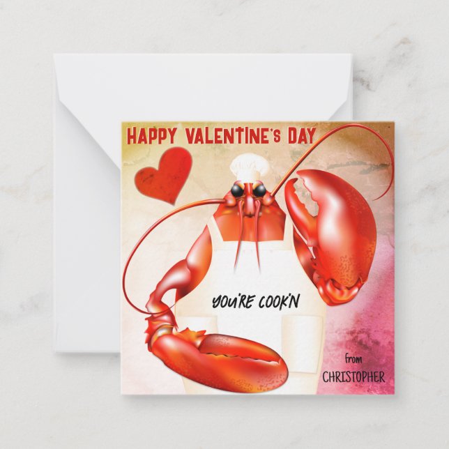 Tarjeta Pequeña Cocina de Lobster Cook'n Valentine (Anverso)