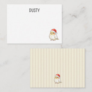 Tarjeta Pequeña Cockatiel de Navidad personalizado con sombrero de