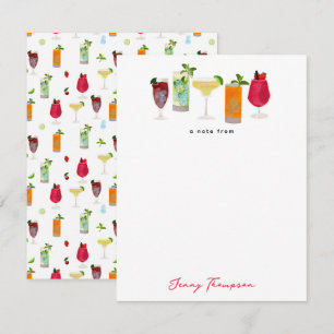 Tarjeta Pequeña Cocktails acuarela y Personalizado de bebidas Fies