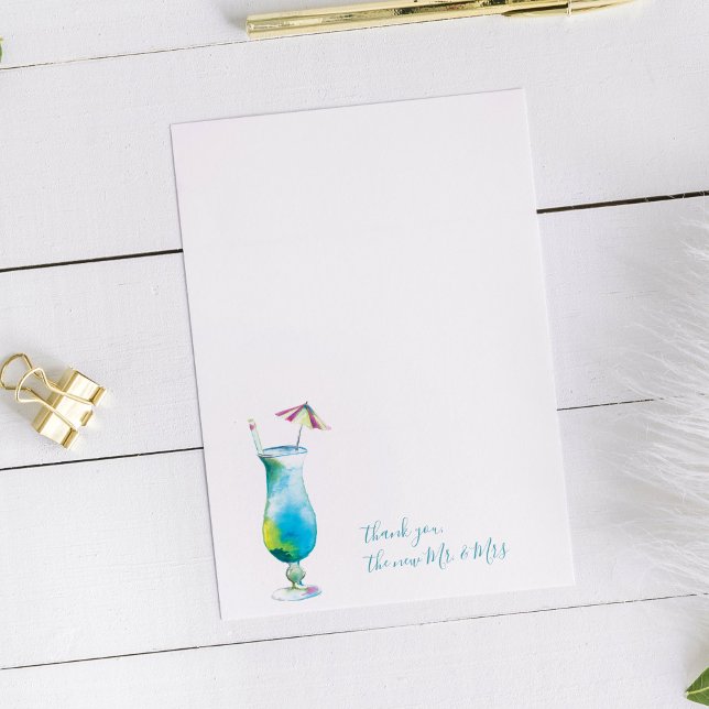 Tarjeta Pequeña Cóctel acuarela Gracias Cartas De Papelería (Subido por el creador)