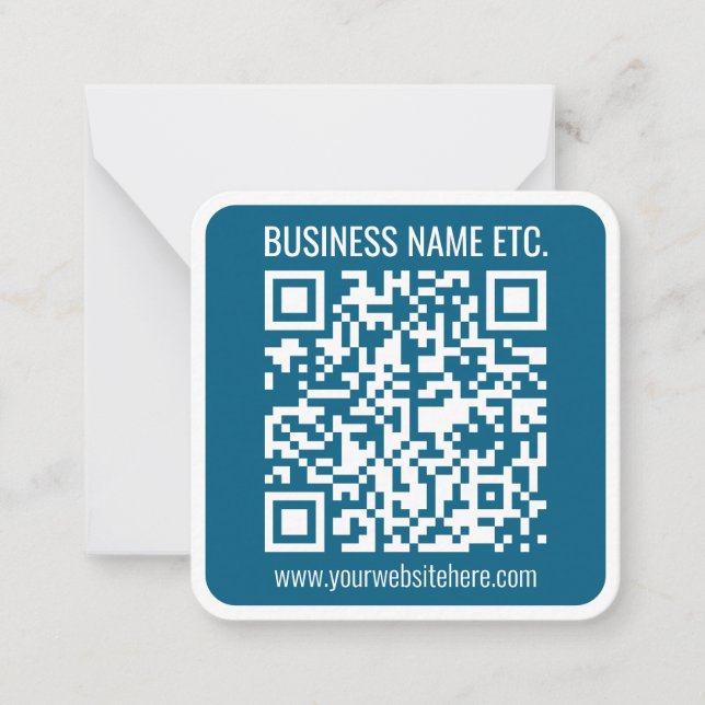 Tarjeta Pequeña Código QR azul océano editable (Anverso)