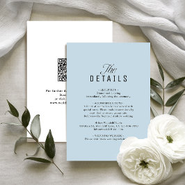 Tarjeta Pequeña Código QR Azul Polvoriento Detalles de Boda Elegan