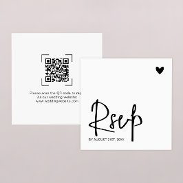 Tarjeta Pequeña Código QR de Boda Moderna Contemporánea RSVP en Lí