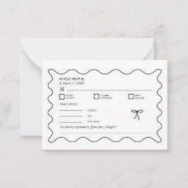 Tarjeta Pequeña Código QR de la curva ondulada monocroma en blanco