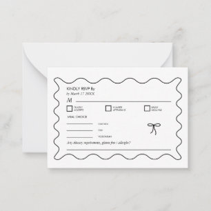 Tarjeta Pequeña Código QR de la curva ondulada monocroma en blanco