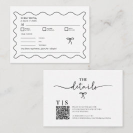 Tarjeta Pequeña Código QR de la curva ondulada monocroma en blanco