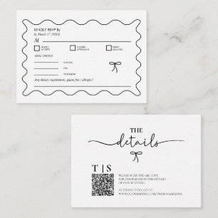 Tarjeta Pequeña Código QR de la curva ondulada monocroma en blanco