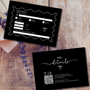 Tarjeta Pequeña Código QR de la curva ondulada monocroma en blanco