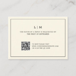 Tarjeta Pequeña Código QR de RSVP de boda con monograma amarillo d