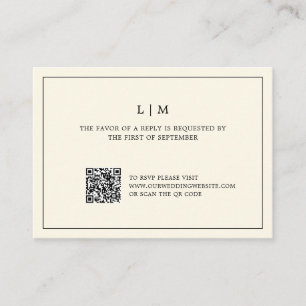 Tarjeta Pequeña Código QR de RSVP de boda con monograma amarillo d